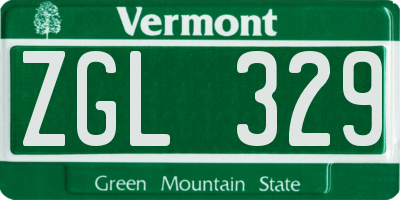 VT license plate ZGL329