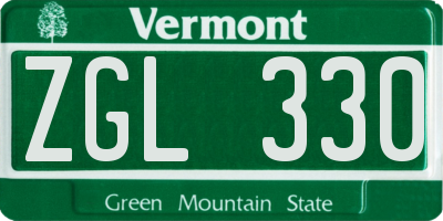 VT license plate ZGL330