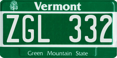 VT license plate ZGL332