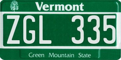 VT license plate ZGL335