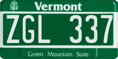 VT license plate ZGL337