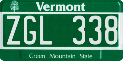 VT license plate ZGL338
