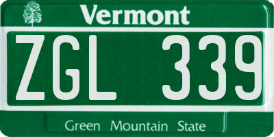 VT license plate ZGL339