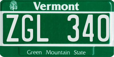 VT license plate ZGL340