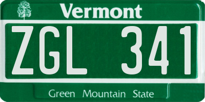 VT license plate ZGL341