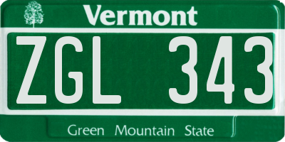 VT license plate ZGL343