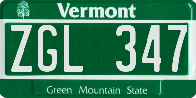 VT license plate ZGL347
