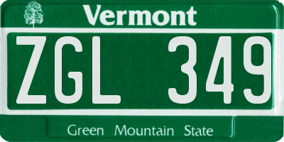 VT license plate ZGL349