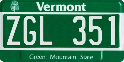 VT license plate ZGL351