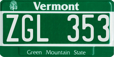 VT license plate ZGL353