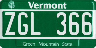 VT license plate ZGL366