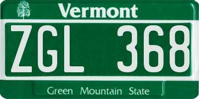 VT license plate ZGL368