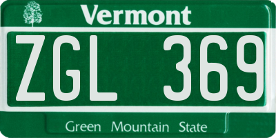 VT license plate ZGL369