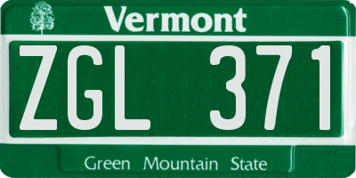 VT license plate ZGL371