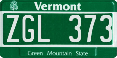 VT license plate ZGL373