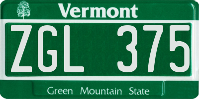 VT license plate ZGL375
