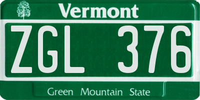 VT license plate ZGL376