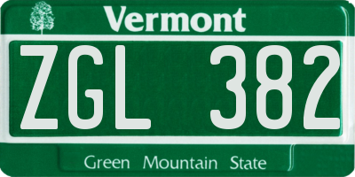 VT license plate ZGL382