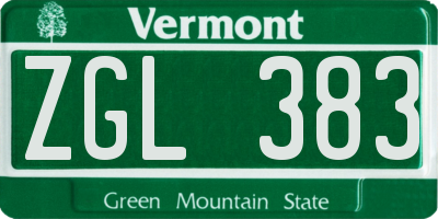 VT license plate ZGL383