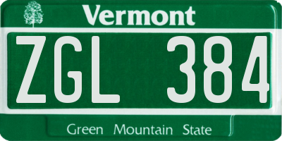 VT license plate ZGL384
