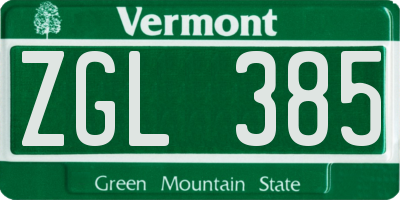 VT license plate ZGL385