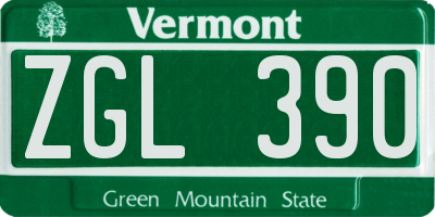 VT license plate ZGL390