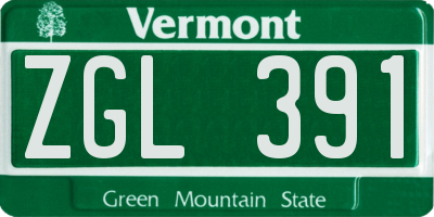 VT license plate ZGL391