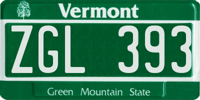 VT license plate ZGL393