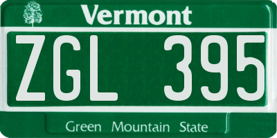 VT license plate ZGL395