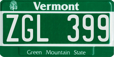 VT license plate ZGL399