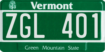VT license plate ZGL401