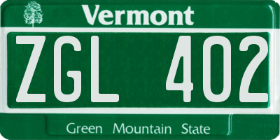 VT license plate ZGL402