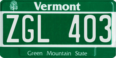 VT license plate ZGL403