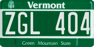 VT license plate ZGL404