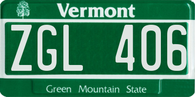 VT license plate ZGL406