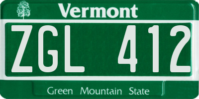VT license plate ZGL412