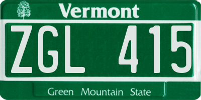 VT license plate ZGL415