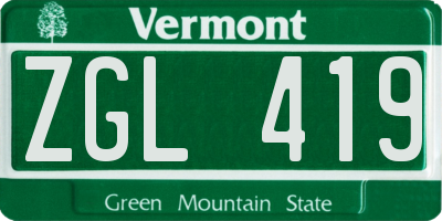 VT license plate ZGL419