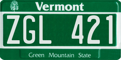 VT license plate ZGL421