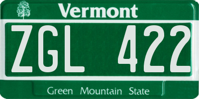 VT license plate ZGL422