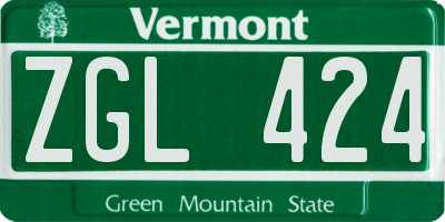 VT license plate ZGL424
