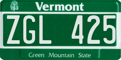 VT license plate ZGL425