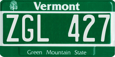VT license plate ZGL427