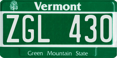 VT license plate ZGL430