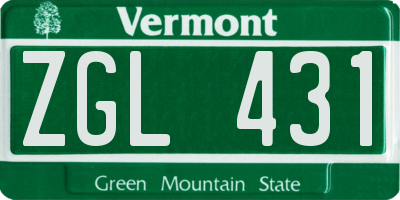 VT license plate ZGL431