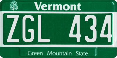 VT license plate ZGL434