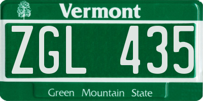 VT license plate ZGL435