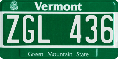 VT license plate ZGL436