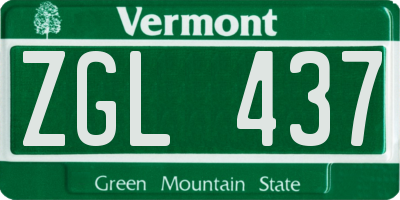 VT license plate ZGL437
