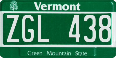 VT license plate ZGL438